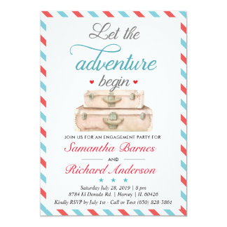Travel Engagement Invitation Suitcase Adventure