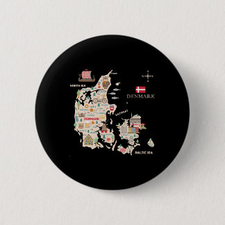 Travel Europe Denmark Map Copenhagen Danish Family Button