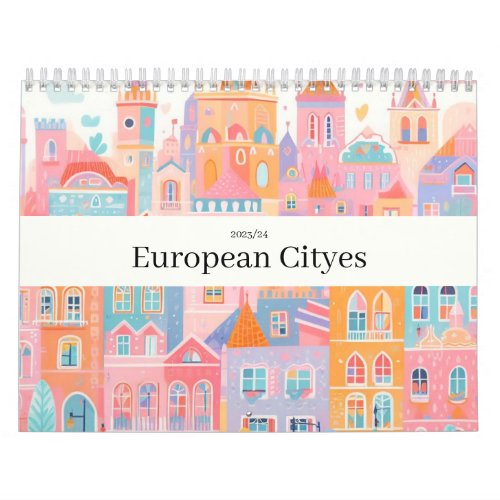 Travel Europe Pink Girly Calendar