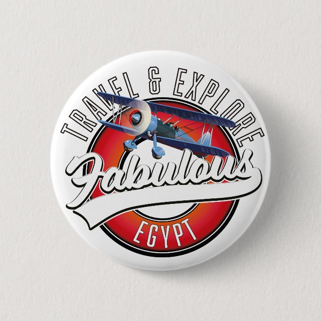 Travel explore fabulous Egypt logo. Button (Front)