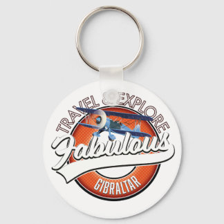 travel explore fabulous Gibraltar logo Keychain