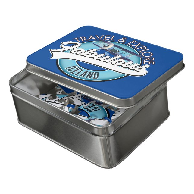 travel explore fabulous Iceland logo Jigsaw Puzzle (Lid Open)