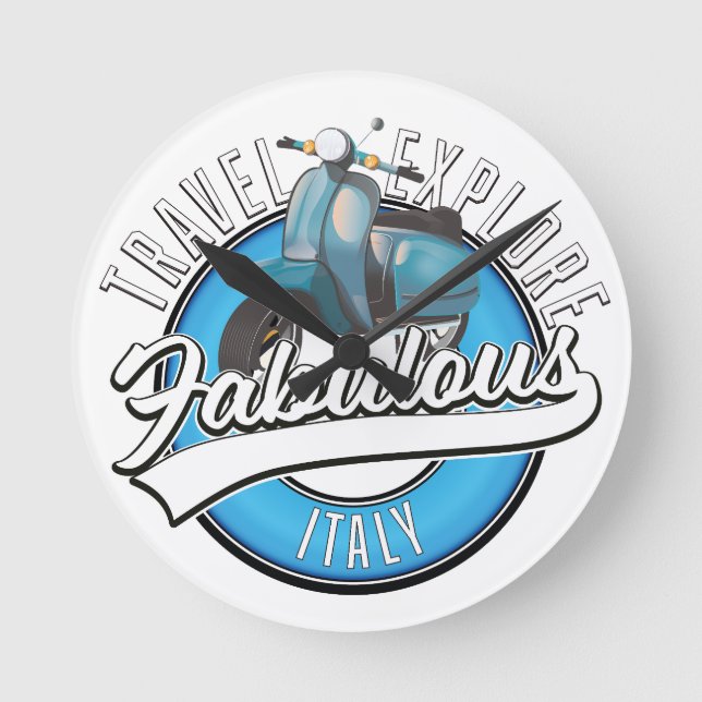 Travel Explore Fabulous Italy  Round Clock (Front)