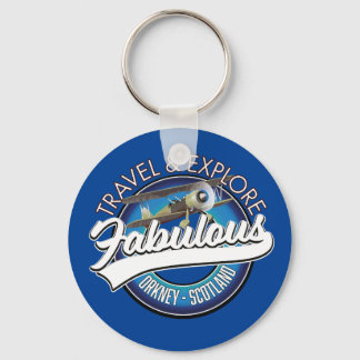 Travel explore fabulous Orkney Scotlands logo Keychain