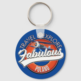 travel explore fabulous Poland logo Keychain
