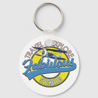 travel explore fabulous Seychelles logo Keychain