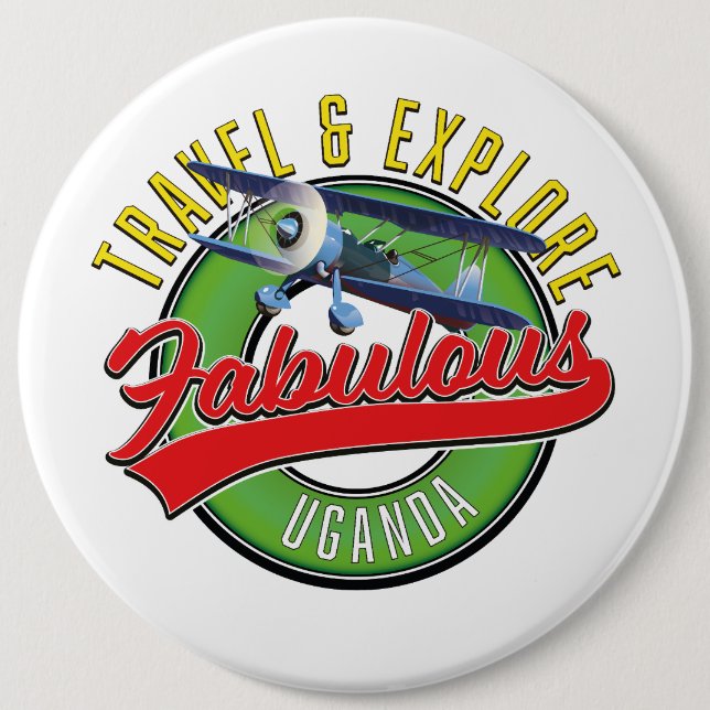 Travel Explore Fabulous Uganda Button (Front)