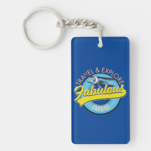 travel explore fabulous Ukraine logo Classic Round Keychain