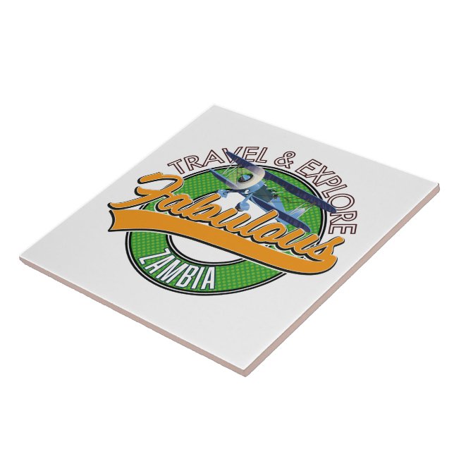 Travel explore fabulous zambia button ceramic tile (Side)