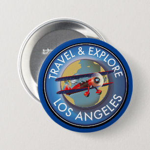 Travel explore Los Angeles logo Button