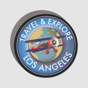 Travel explore Los Angeles logo Car Magnet