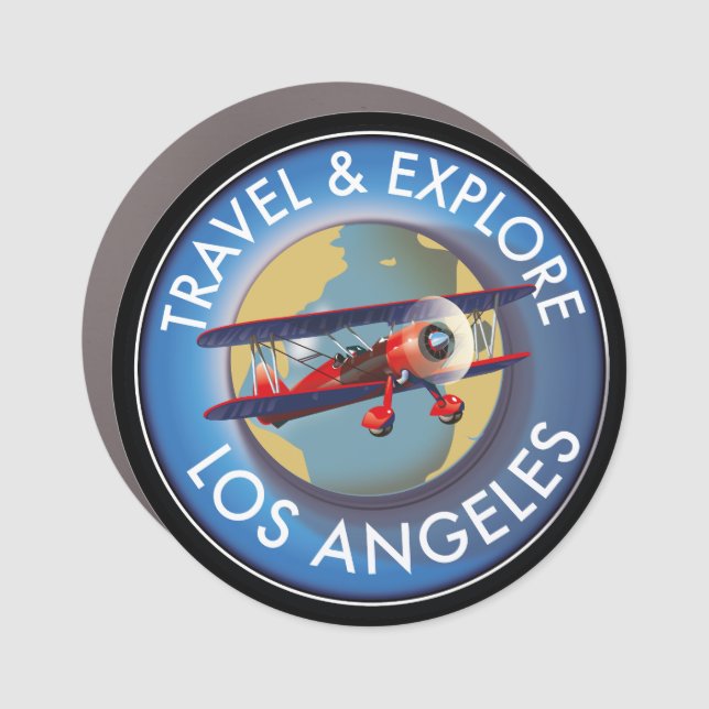 Travel explore Los Angeles logo Car Magnet (Front)