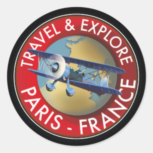 Travel & Explore Paris France Logo Classic Round Sticker