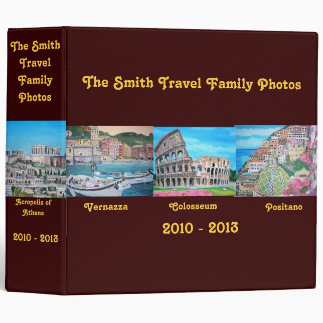 Travel Family Photo Album 3 Ring Binder (Front/Spine)