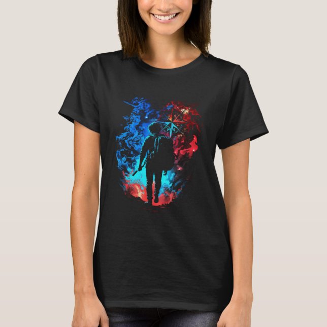 Travel Flames Traveler Perpetual Traveler Compass T-Shirt (Front)