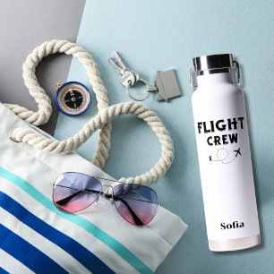 Travel Flight Crew Airplane Flying Modern Vacation Water Bottle