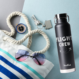 Travel Flight Crew Airplane Flying Modern Vacation Water Bottle
