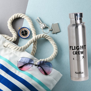 Travel Flight Crew Airplane Flying Modern Vacation Water Bottle