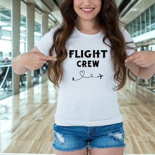Travel Flight Crew Black Airplane Heart Vacation T-Shirt
