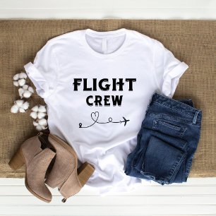 Travel Flight Crew Black Airplane Heart Vacation T-Shirt