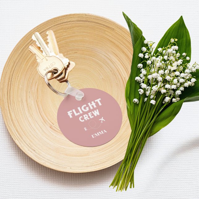 Travel Flight Crew Flying Airplane Vacation Pink Keychain (Creator Uploaded)