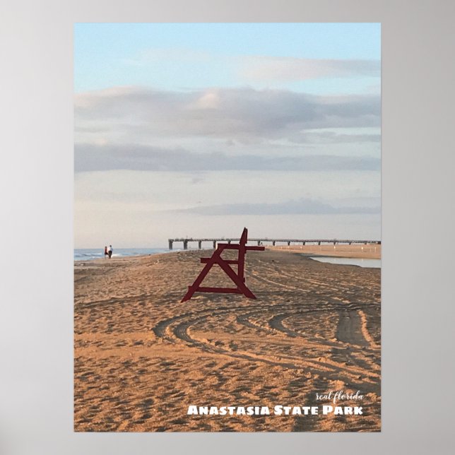 Travel | Florida - Anastasia Beach Red Chair Poster (Front)