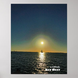 Travel   Florida - Key West Sailboat Sunset Poster