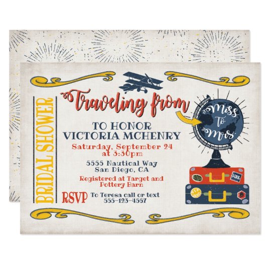  Travel From Miss to Mrs . Bridal Shower invitation Zazzle.com
