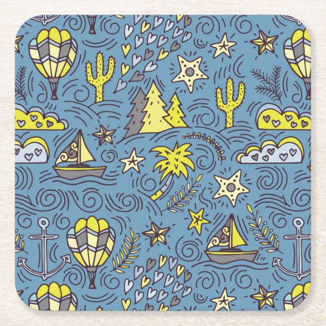 Travel Fun Square Paper Coaster (Front)