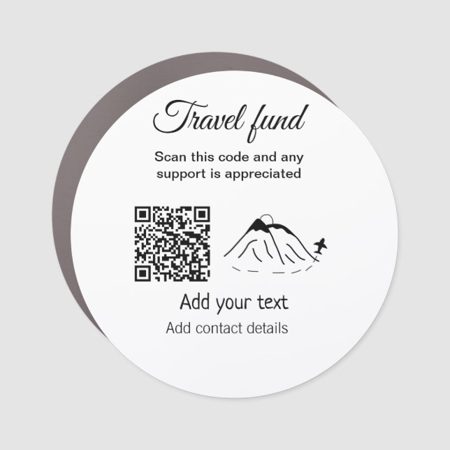Travel fund vacation honeymoon donation add name  car magnet (Front)