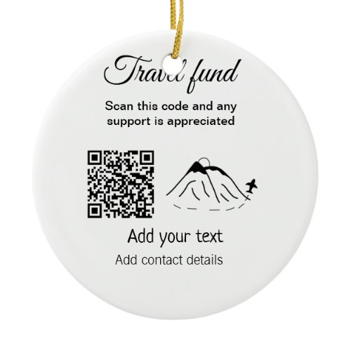 Travel fund vacation honeymoon donation add name  ceramic ornament