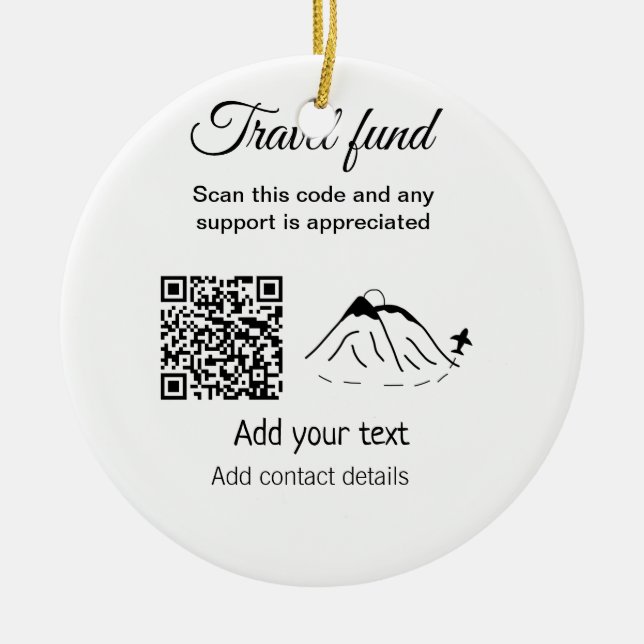 Travel fund vacation honeymoon donation add name  ceramic ornament (Front)