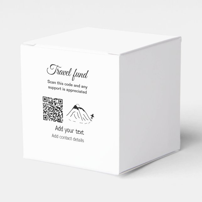 Travel fund vacation honeymoon donation add name  favor boxes (Front Side)