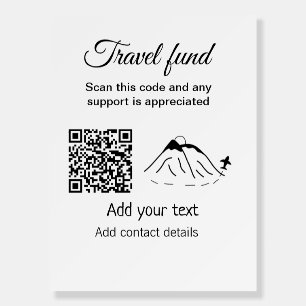 Travel fund vacation honeymoon donation add name  foam board