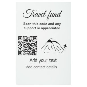 Travel fund vacation honeymoon donation add name metal print