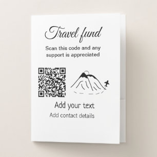 Travel fund vacation honeymoon donation add name  pocket folder