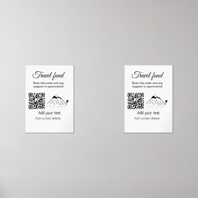 Travel fund vacation honeymoon donation add name  wall art sets (Front)