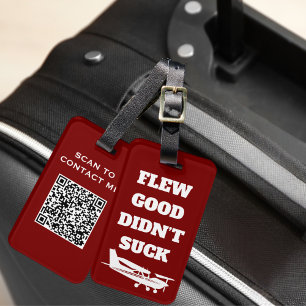 Travel Funny “Flew Good Didn’t Suck” and Airplane Luggage Tag