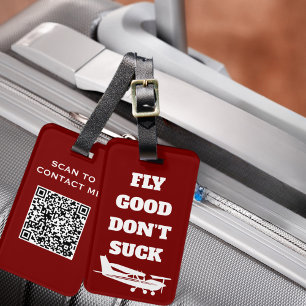 Travel Funny Joke ‘Fly Good Don’t Suck’ & Airplane Luggage Tag