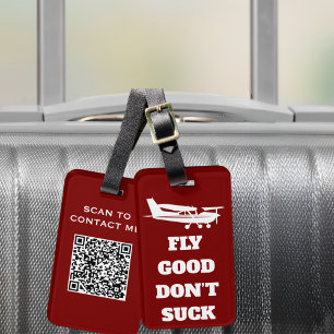 Travel Funny Joke ‘Fly Good Don’t Suck’ & Airplane Luggage Tag