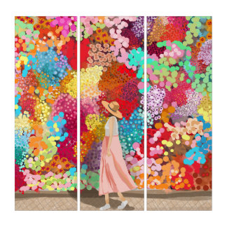 Travel girl colorful triptych