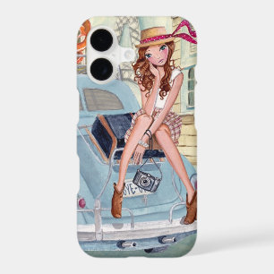 Travel Girl Paris Vintage Chic Illustration iPhone 17 Case