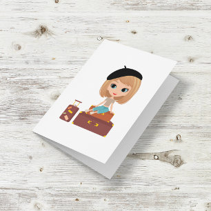 Travel Girl with Suitcases Vacation Adventure Card