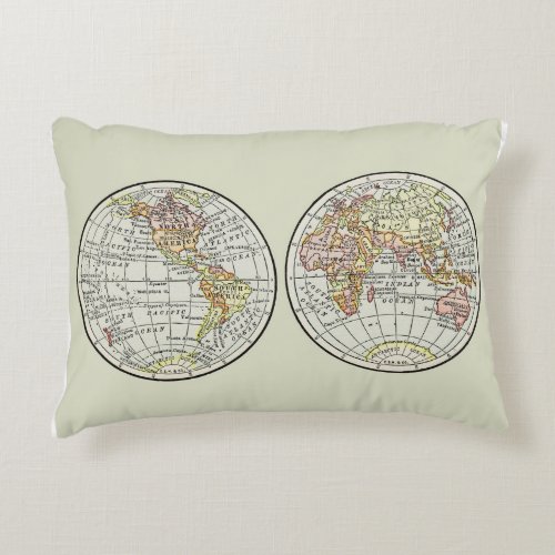 Travel Globe Map Earth 1916 World Atlas  Accent Pillow