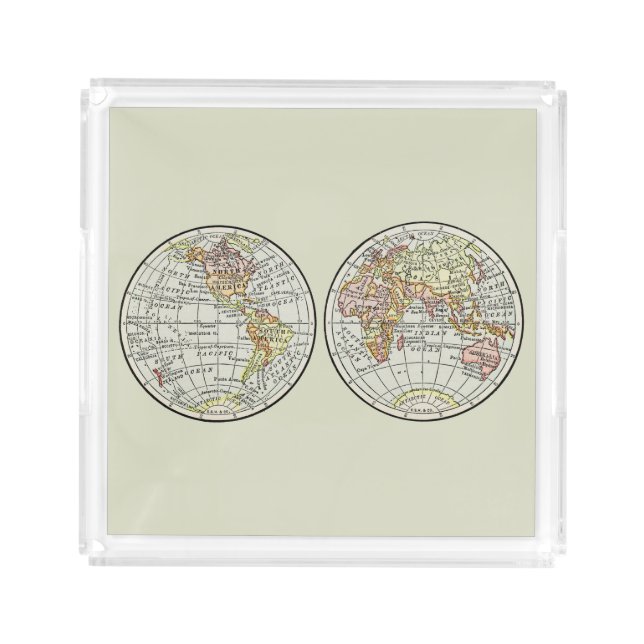Travel Globe Map Earth 1916 World Atlas  Acrylic Tray (Front)