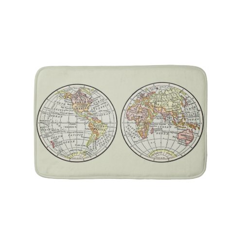Travel Globe Map Earth 1916 World Atlas  Bath Mat