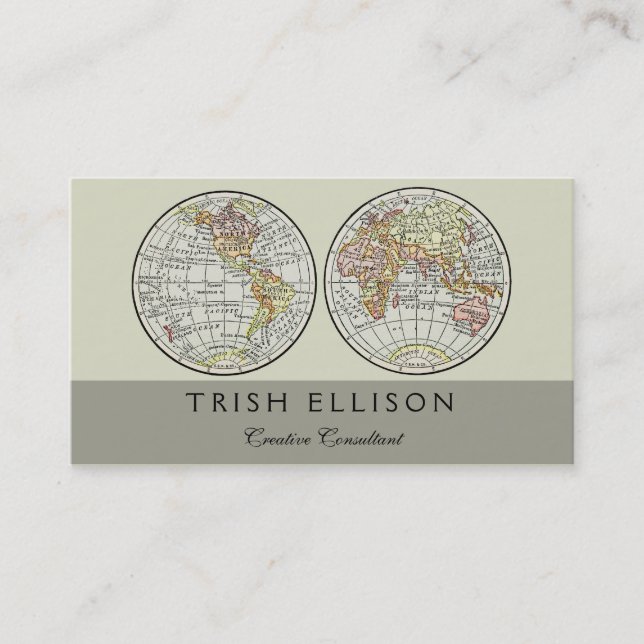 Travel Globe Map Earth 1916 World Atlas  Business Card (Front)