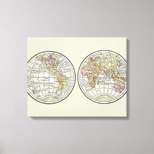 Travel Globe Map Earth 1916 World Atlas  Canvas Print