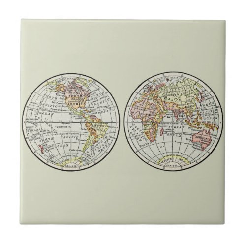 Travel Globe Map Earth 1916 World Atlas  Ceramic Tile