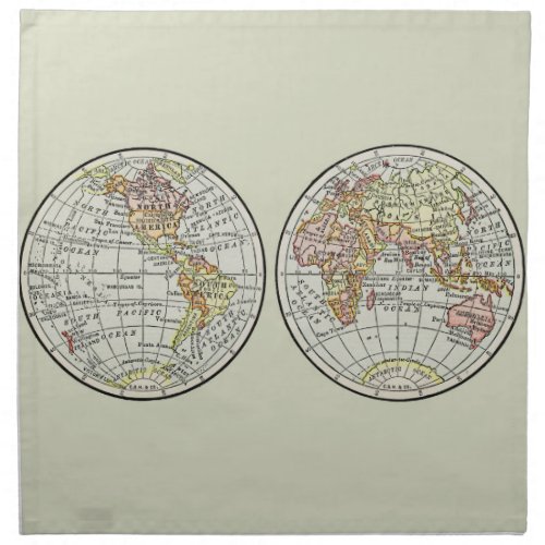 Travel Globe Map Earth 1916 World Atlas  Cloth Napkin